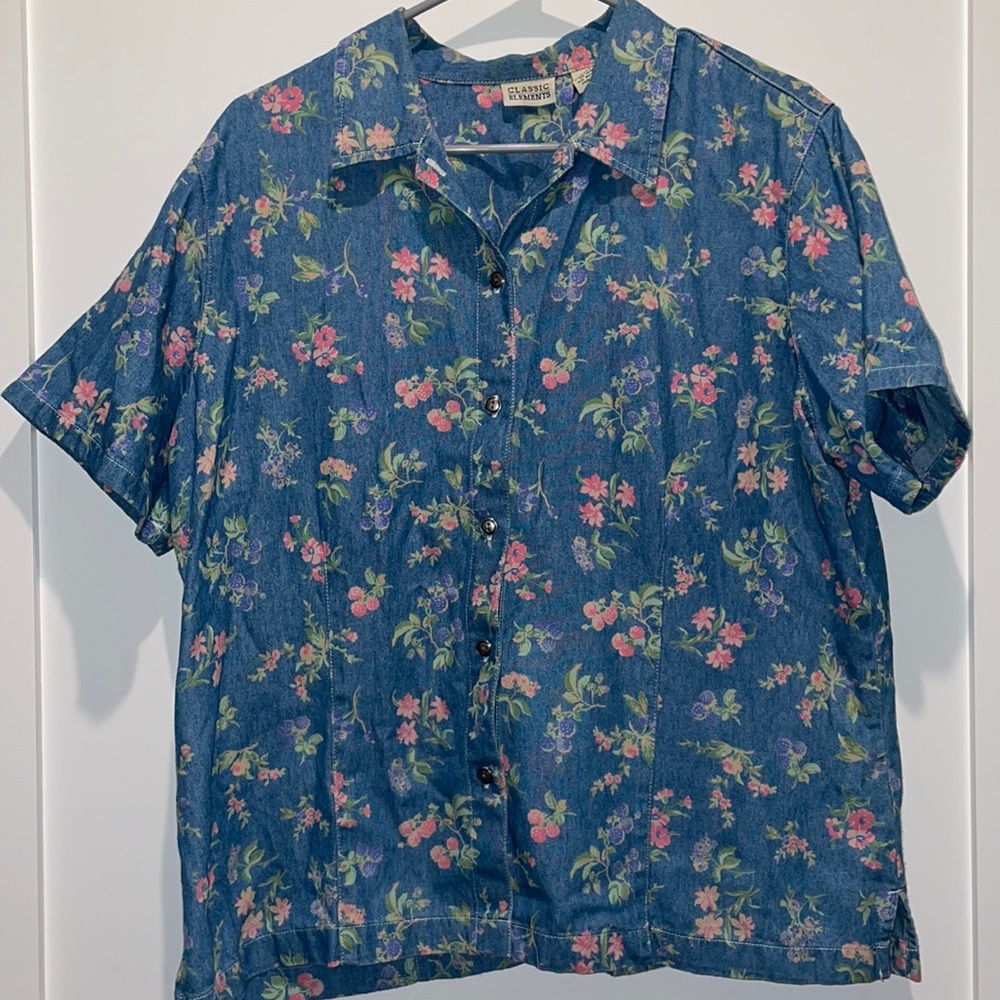 Classic Elements Vintage Floral Button Up XL